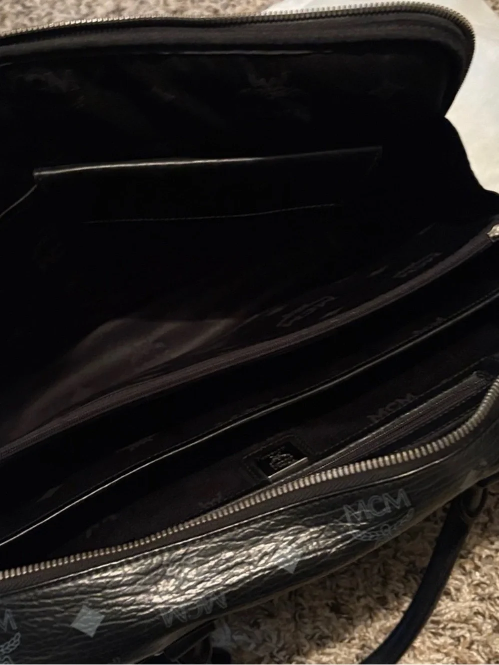 MCM Black Monogram Briefcase
